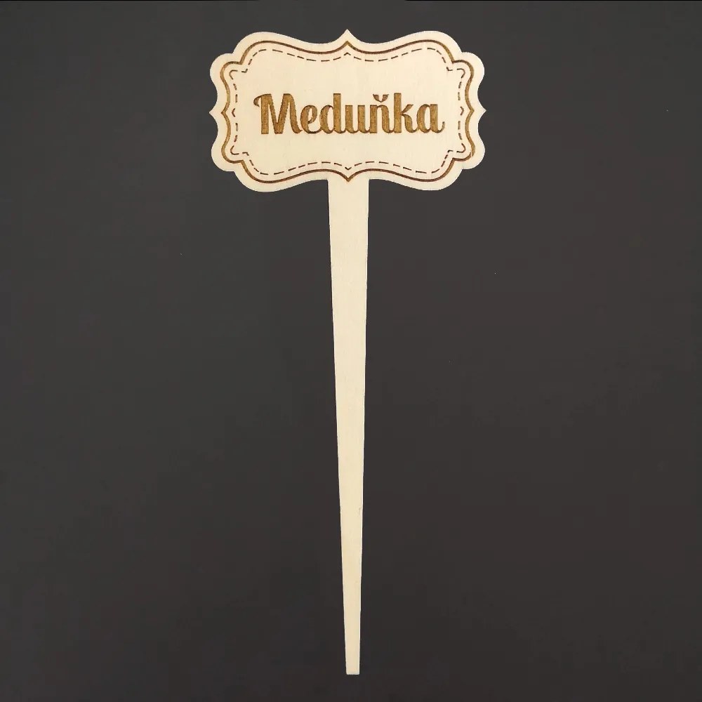 AMADEA Drevený zápich - ceduľka na bylinky Medovka, výška 20 cm, český výrobok