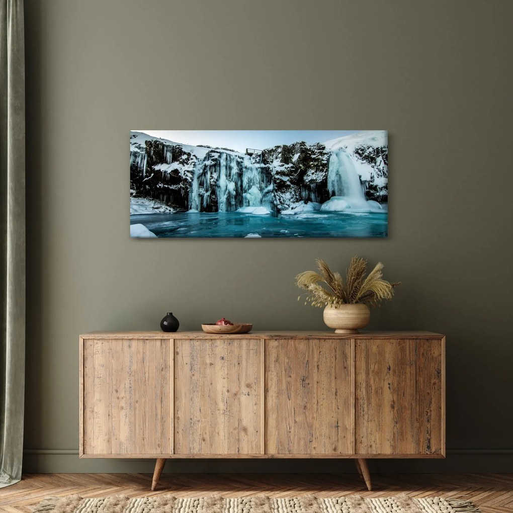 Obraz zamrznutých vodopádov (120x50 cm)