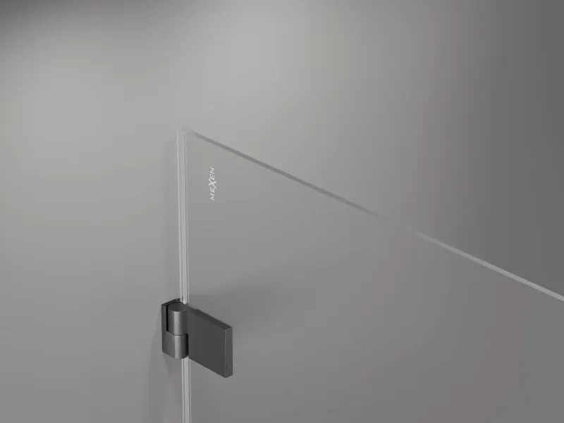 Mexen Lunar-B L, 1-krídlový sprchový kút, ľavý, 90 x 80 cm, 8mm číre sklo, grafitový profil, 832L-090-080-66-00-L