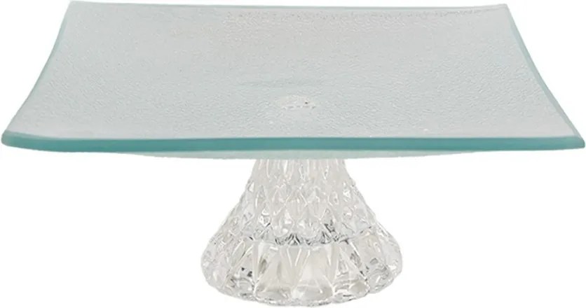 Transparentný sklenený servírovací podnos/ misa na nohe - 19*19*7 cm
