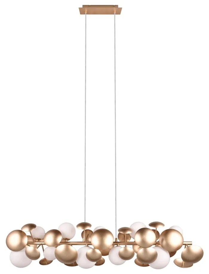 Závesné svietidlo so skleneným tienidlom v zlato-bielej farbe Bubble – Trio Select