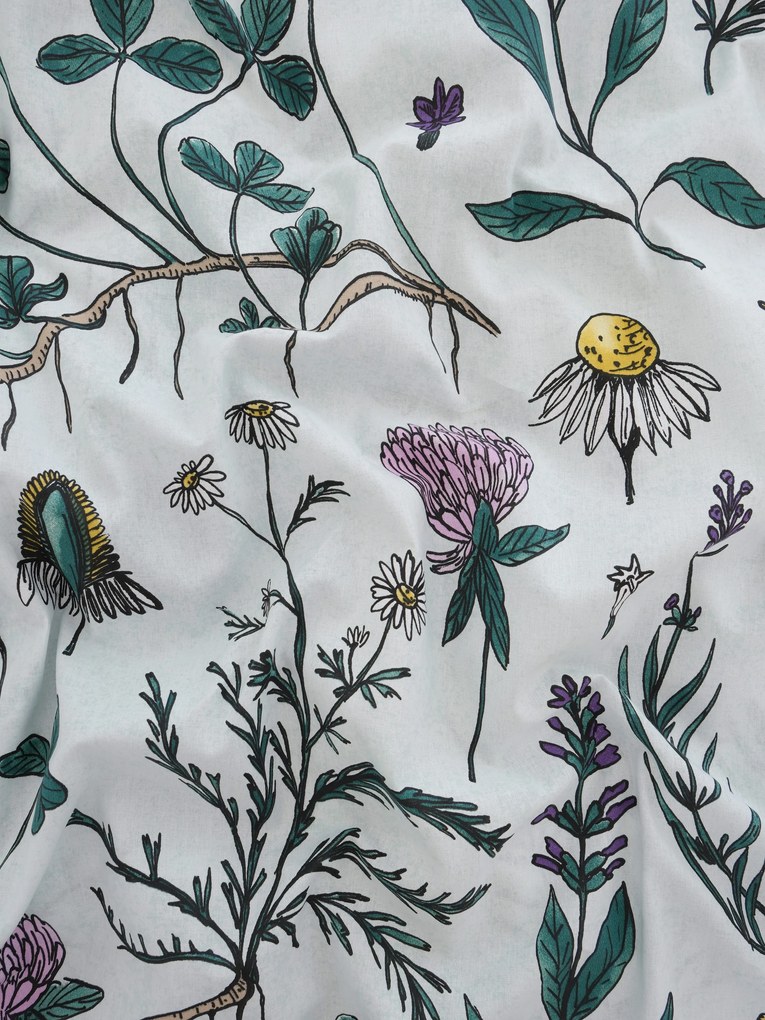 Bavlnená obliečka na vankúš Renforcé 70 × 90 cm – Herbár mentolový