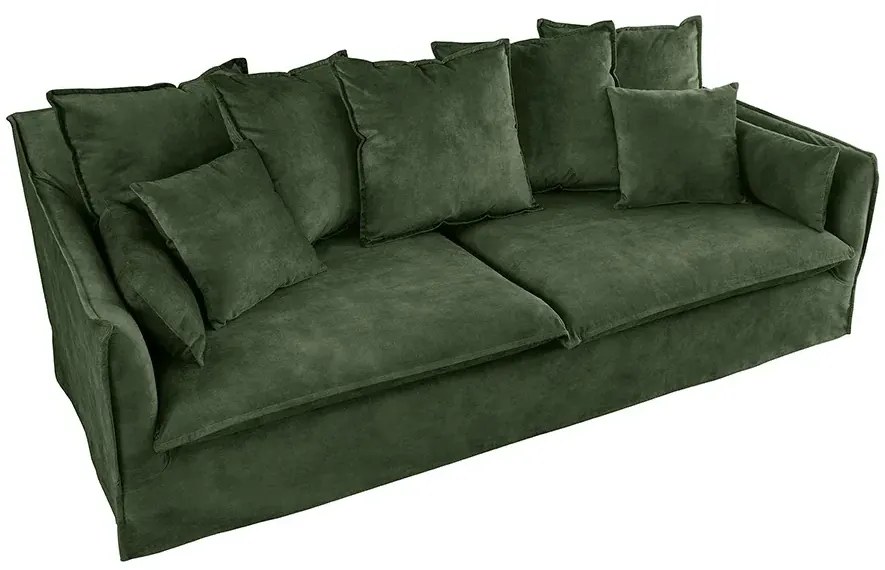 Invicta Interior - Pohovka 3-miestna HEAVEN 210 cm, zamat, odnímateľný poťah, tmavo zelená