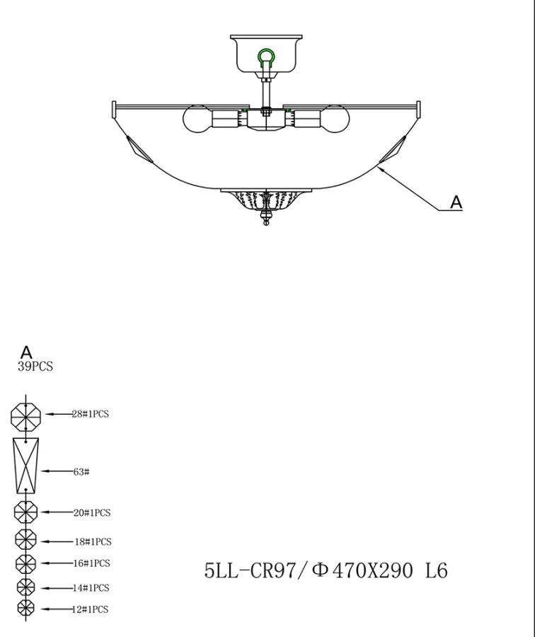 Krištáľové svietidlo stropné Ø47*38