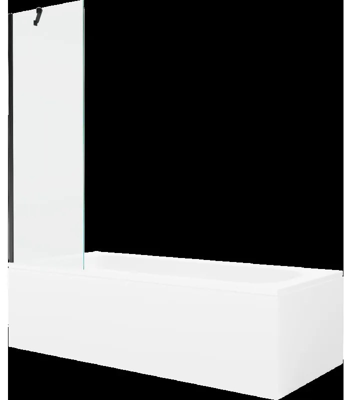 Mexen Vega obdĺžniková vaňa 180 x 80 cm s obkladom a 1-krídlovou sprchovou zástenou 60 cm, Transparentné, Čierna - 550118080X950