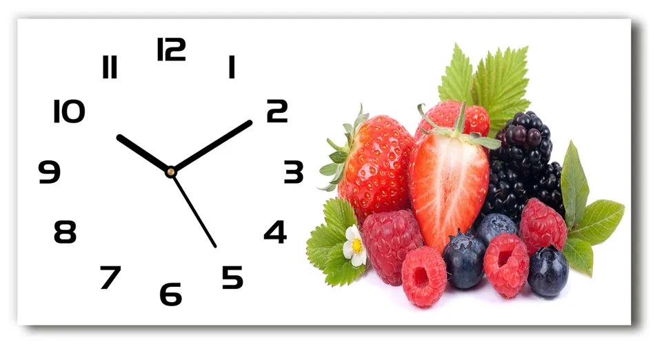 Vodorovné Moderné sklenené hodiny na stenu Lesné ovocie pl_zsp_60x30_f_70482895