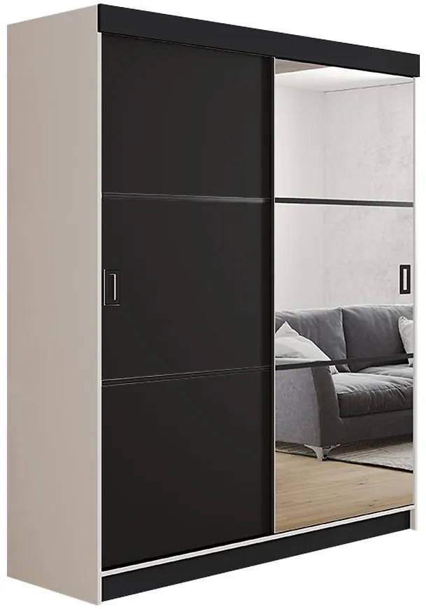 Skriňa Retro 138 3L Biely / Dvierka čierna