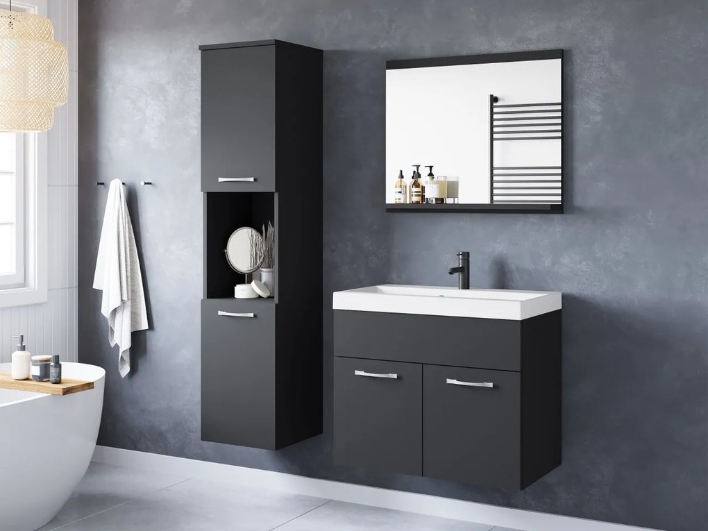 Kúpelňový nábytok Floryna, Farby: čierny grafit, Sifón: so sifónom, Umývadlová batéria: Maro Blo 020M