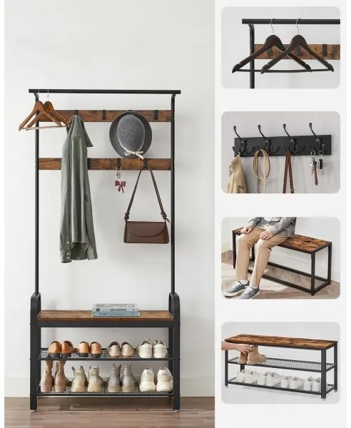 Stojanový vešiak NAVOR hnedá/čierna