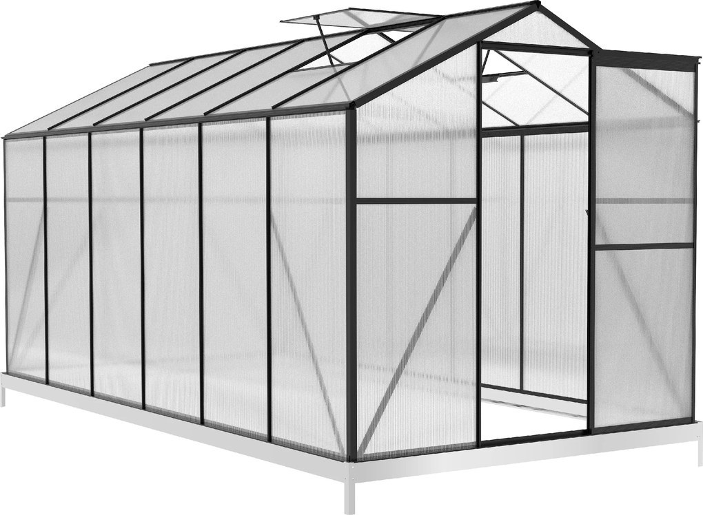 Skleník so základňou BestBerg BBGH‑1206B / 7,05 m² / 371 × 190 × 206 cm / čierna