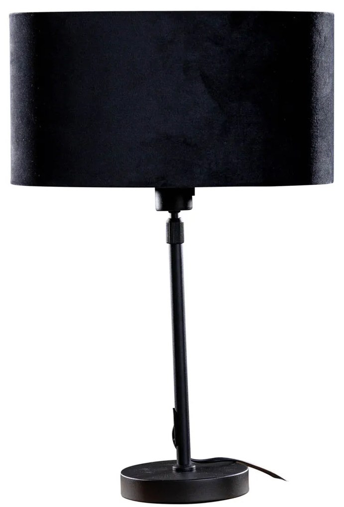 Stolová lampa čierna s oválnym zamatovým tienidlom čiernym 35 cm - Parte