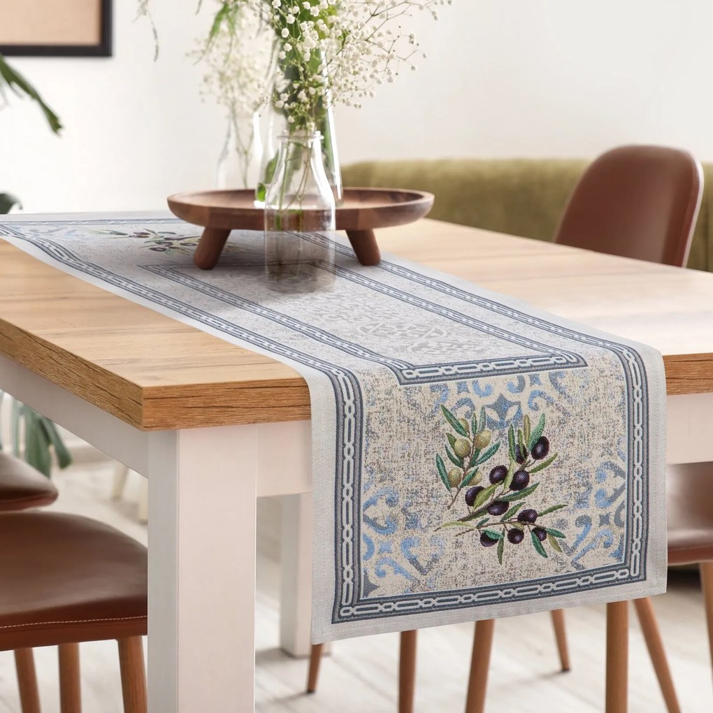 EUROFIRANY GOBELÍNOVÝ BEHÚŇ NA STÔL OLIVE 40X100 CM VZOROVANÝ