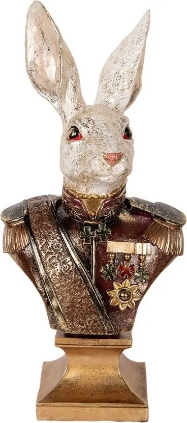 Dekorácia busta králik v uniforme so zlatým ligotom - 23*16*50 cm