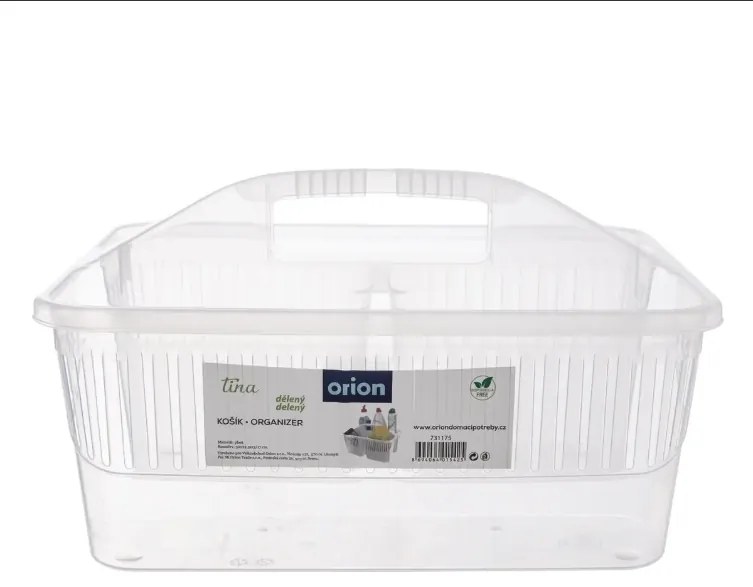 Orion Organizér na čistiace potreby, delený košík, transparentný TINA 30 x 23 x 17 cm