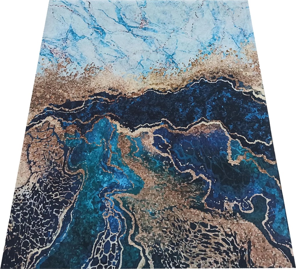 DY Modrý koberec s abstraktným vzorom Horeca-New 111 Rozmer: 160x220 cm