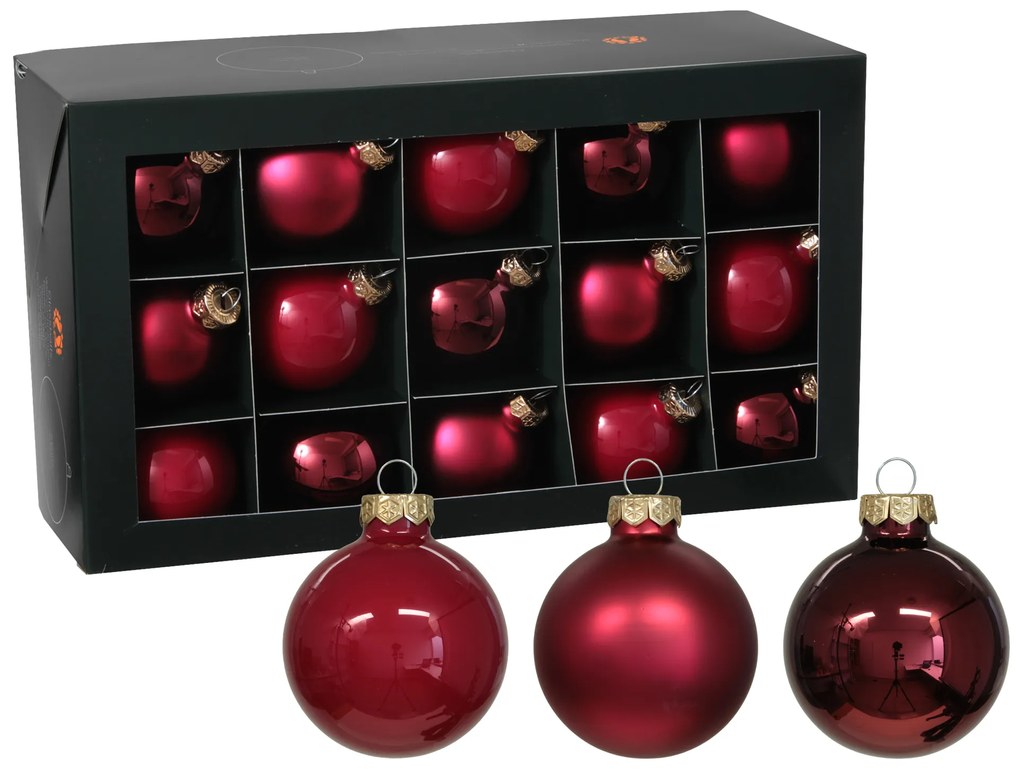 Kolekcia červených sklenených gúľ v troch odtieňoch Variant: Ø: 8 cm, sada 8ks