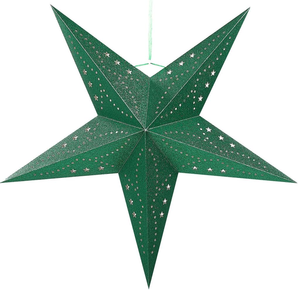 Sada 2 závesných trblietavých hviezd s LED 60 cm zelená MOTTI Beliani