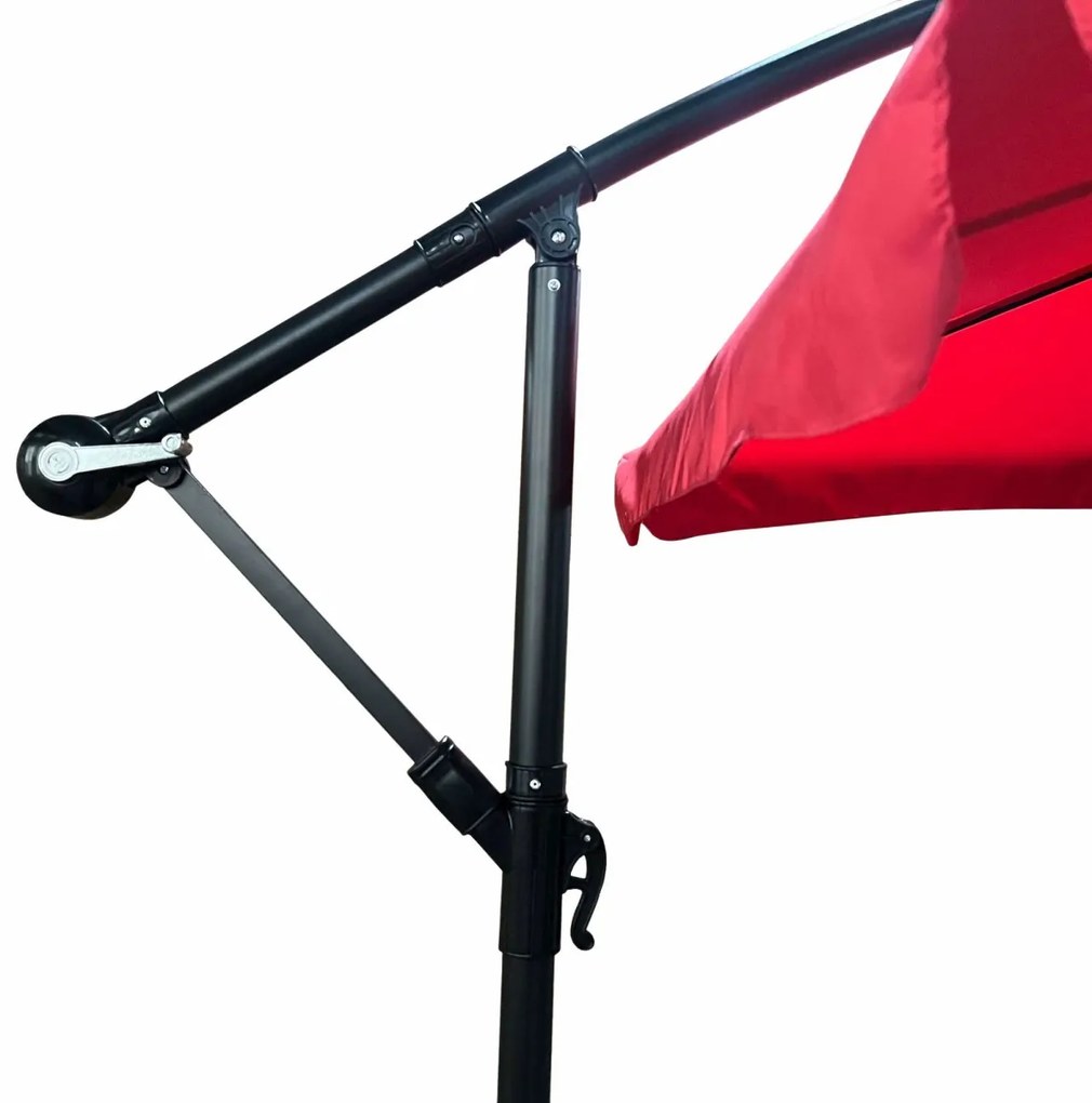 Záhradný slnečník CYNIA s bočnou nohou 300 cm červený