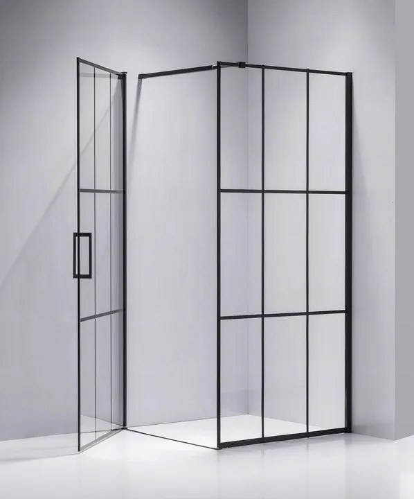BPS-koupelny Štvorcový sprchový kút BS13A 80x80 čierna/transparent + vanička ST02A BL čierna