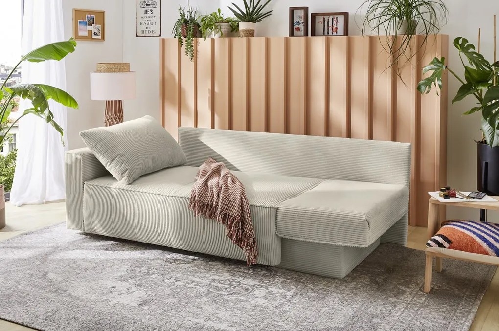 Rozkladacia pohovka Ron, šedo-béžová štruktúrovaná látka