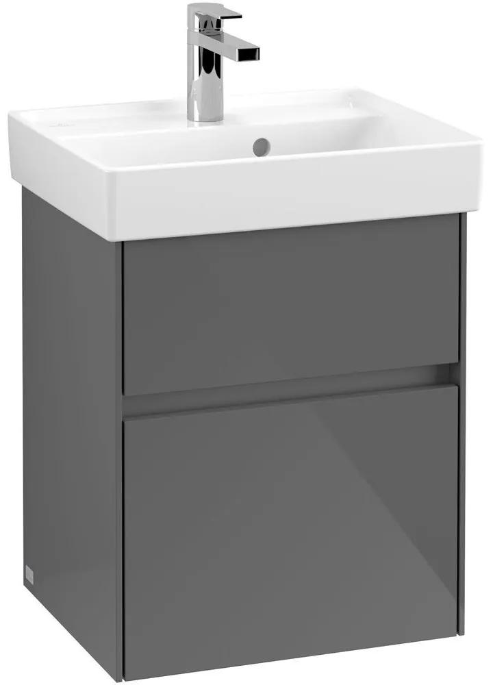 VILLEROY &amp; BOCH Collaro závesná skrinka pod umývadielko, 2 zásuvky, s LED osvetlením, 460 x 374 x 546 mm, Glossy Grey, C006B0FP