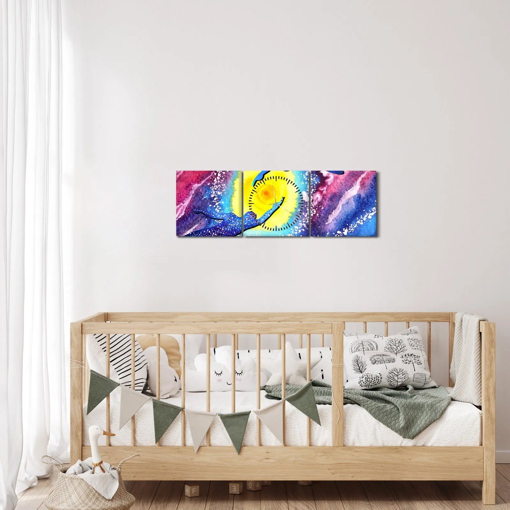 Obraz - Dotyk (s hodinami) (90x30 cm)