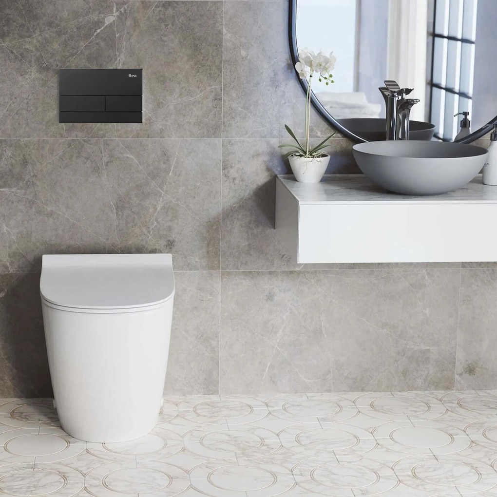 Rea Rea, podomietkový WC systém K011A-Q + čierne splachovacie tlačidlo typ T, KPL-E0056