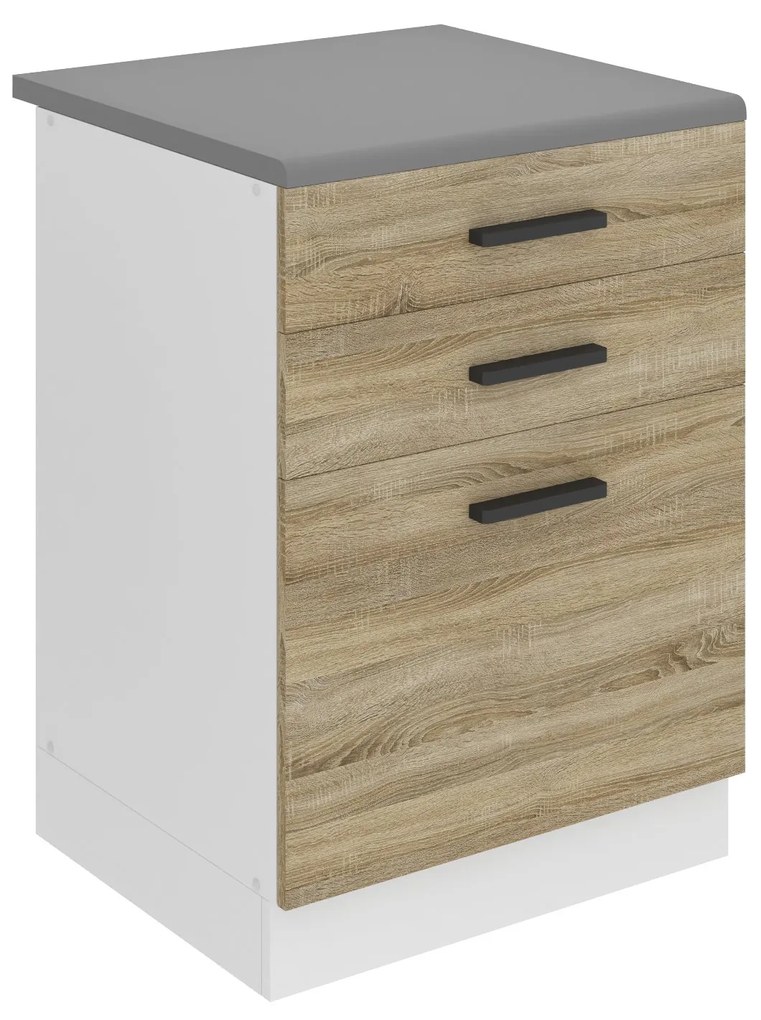 Kuchynská skrinka Belini Premium Full Version spodná so zásuvkami 60 cm dub sonoma s pracovnou doskou