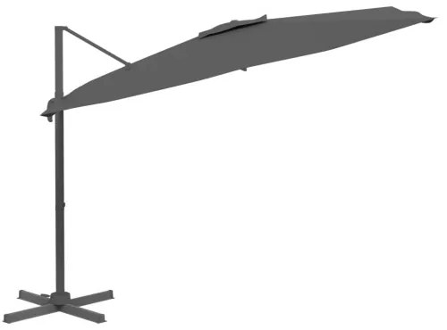 vidaXL LED konzolový dáždnik antracitový 400x300 cm-