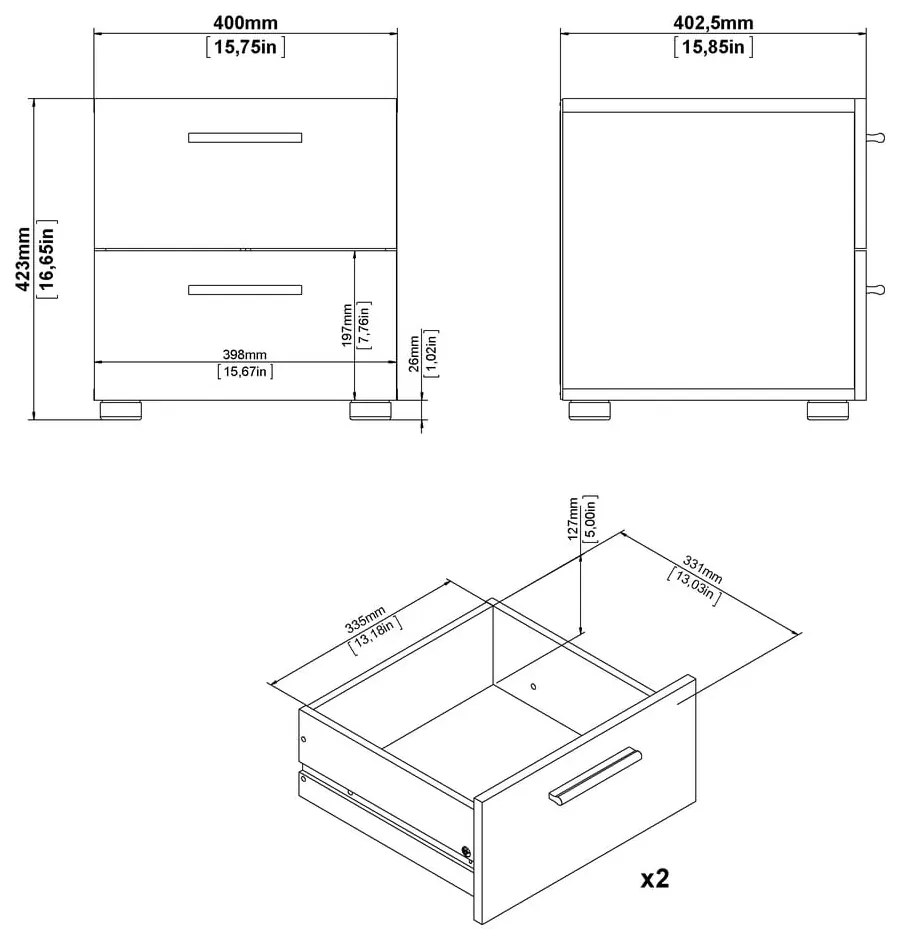Biely nočný stolík v dekore duba Pepe - Tvilum