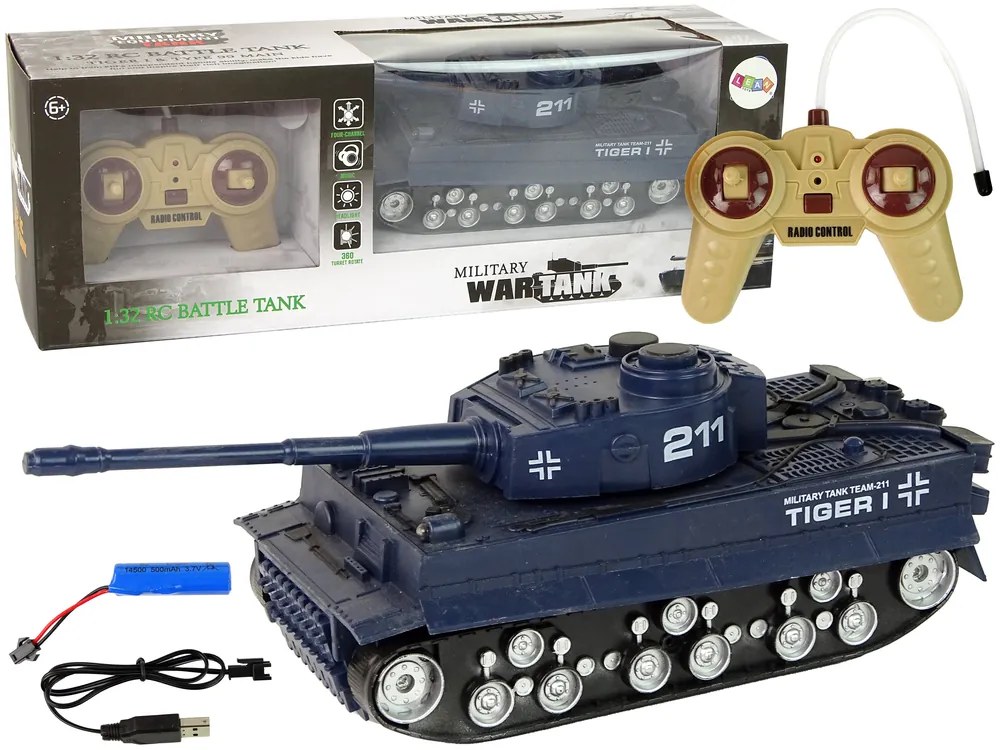 Lean Toys Modrý Tank na diaľkové ovládanie 1:32