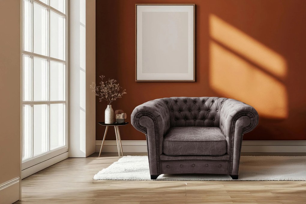 XXXLutz KRESLO CHESTERFIELD, textil, kompozitné drevo, hnedá MID.YOU - Online Only obývacie izby - 000694009825