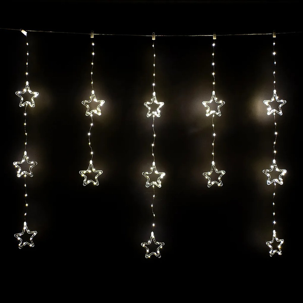 Svetelný vonkajší záves Stars, 120x120 cm, LED, teplá biela, časovač, 8 funkcií, 120 cm