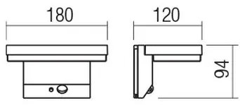 Redo 90535 - LED Solárne svietidlo so senzorom TAIYO LED/2W/3,7V 3000K IP54 antr