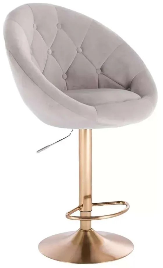 LuxuryForm DESIGN Barová stolička VERA VELUR na zlatom tanieri - svetlo šedá