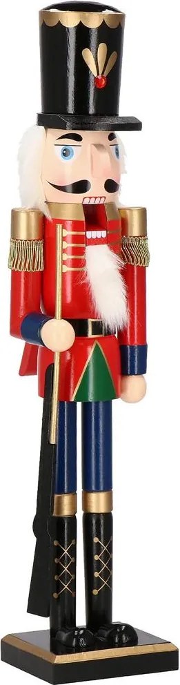 Luskáčik s puškou 60 cm – drevená vianočná figúrka v červenej uniforme Springos CA0908