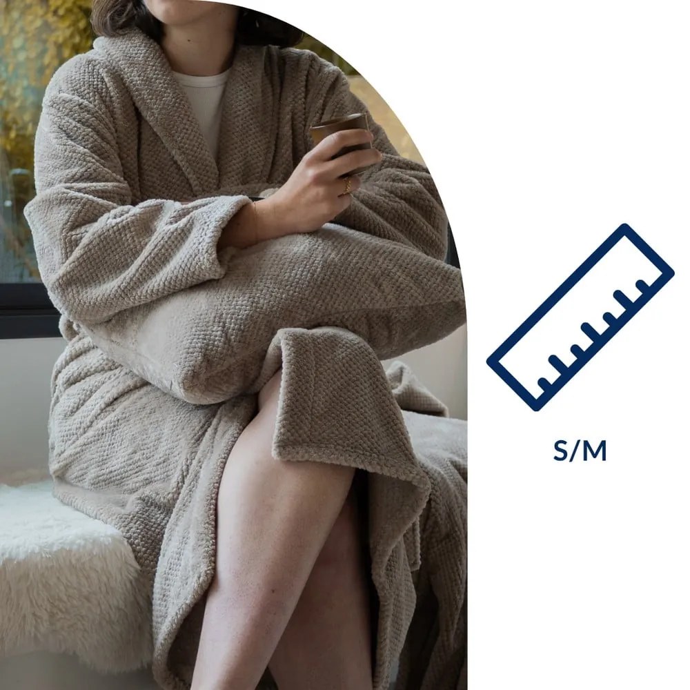 Taupe župan z mikroplyšu veľkosť S/M Pippa – Tiseco Home Studio