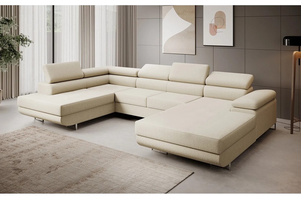 Rohová rozkladacia sedacia súprava U 274 MARYEN Pravá Svetlo hnedá