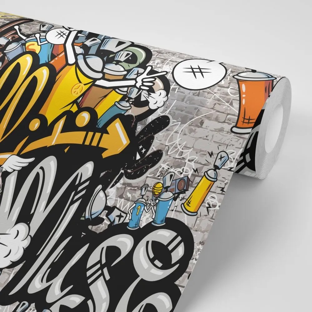 Tapeta graffiti na tehlovej stene - 150x270