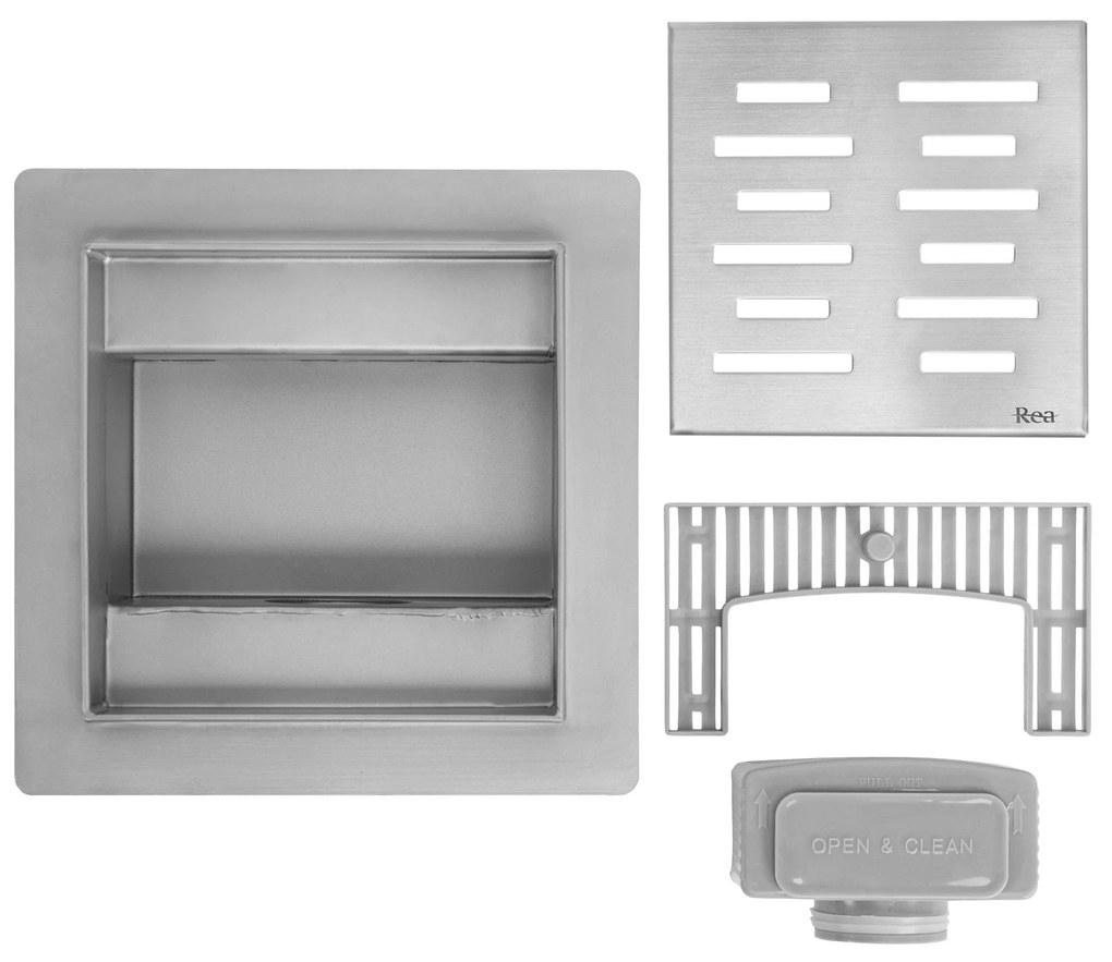 Rea Line, nerezový odtokový žľab 120x120 mm, oceľová, REA-G6204