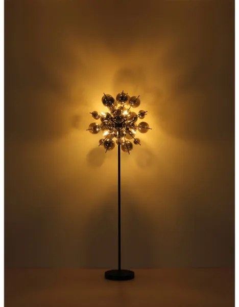 Globo 15633SS - Stojacia lampa UDO 6xE14/25W/230V čierna/dymová