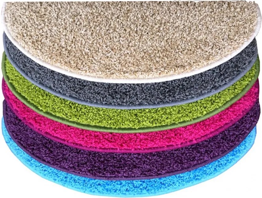 Nášľapy na schody Color shaggy béžový polkruh, samolepiaci - 28x65 polkruh (rozmer vrátane ohybu) Vopi