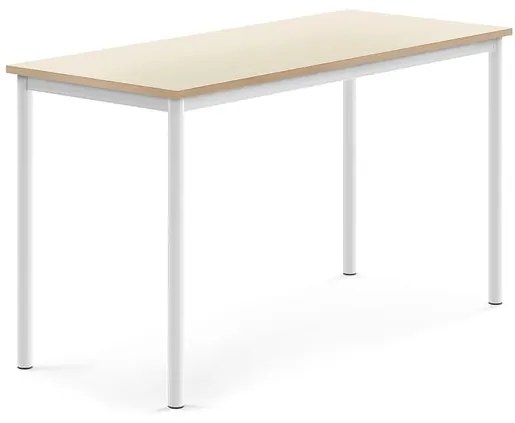 Stôl SONITUS, 1400x600x760 mm, HPL - breza, biela