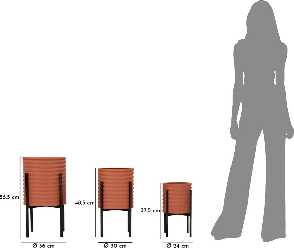 Sada 3 ks stojanů na květiny Milly terakota