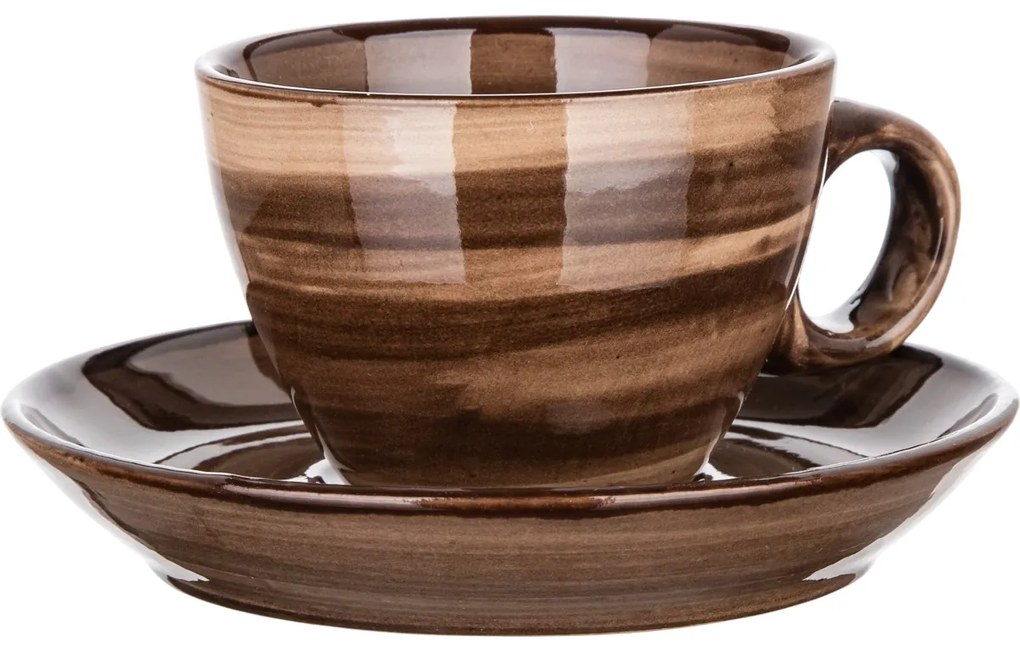 Banquet 6-dielna sada šálok s podšálkami PALAS, 90 ml, hnědá