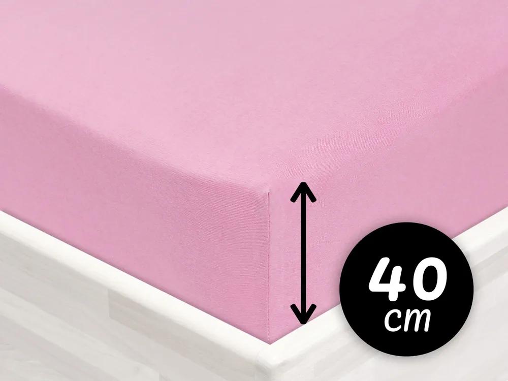 Jersey napínacie prestieradlo na extra vysoký matrac JR-008 Ružová lila 160 x 200 - výška 40 cm