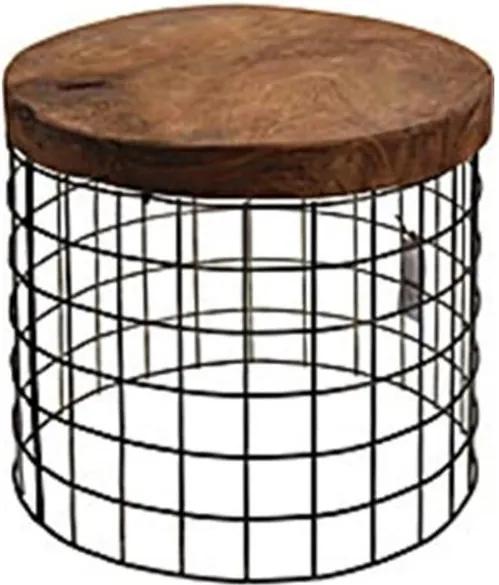 Sconto Prístavný stolík TRIEN 2 teakové drevo/kov, priemer 40 cm