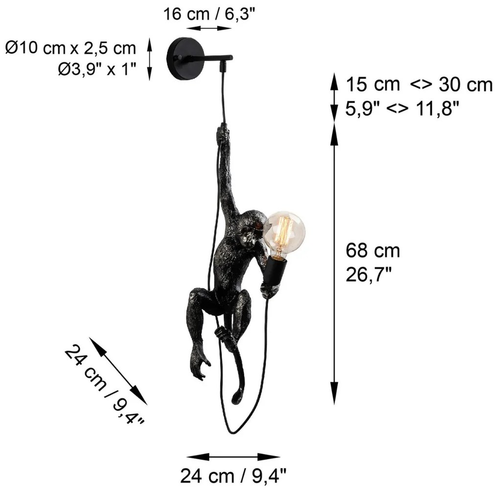 Nástenná lampa Singe čierna