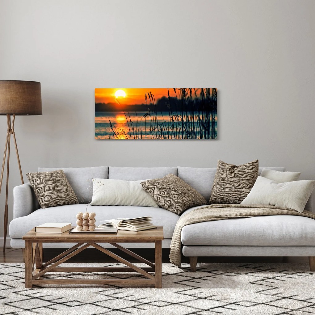 Obraz - Západ slnka nad jazerom (120x50 cm)