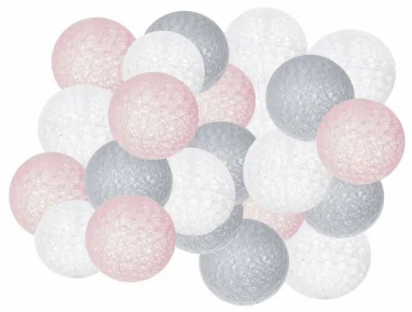 SPRINGOS LED svetelná reťaz Bavlnené gule 6cm - 6m, 30LED, 3xAA, teplá biela